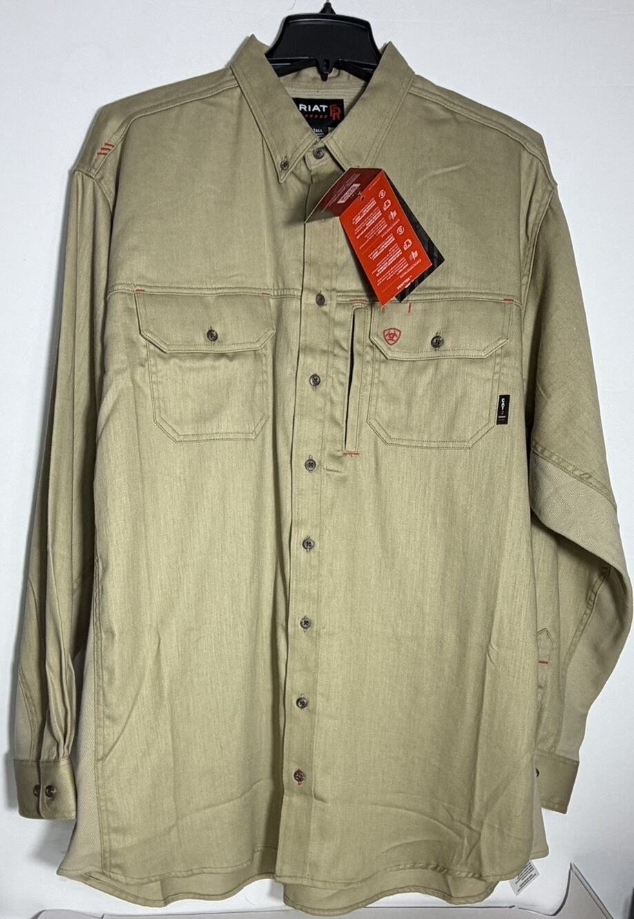 Ariat Men's Flame Resistant FR Cat 2 Vent Tan Khaki Work Shirt New size XXL tall